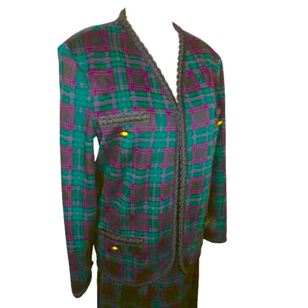 Vintage 2 Piece Dark Green Plaid Suit by Cricket